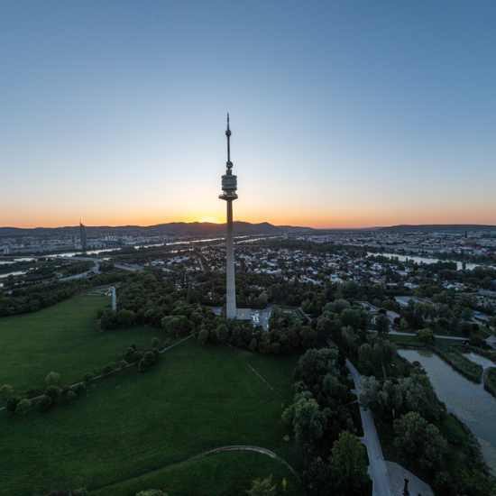 Donauturm Sonnenuntergang Panorama