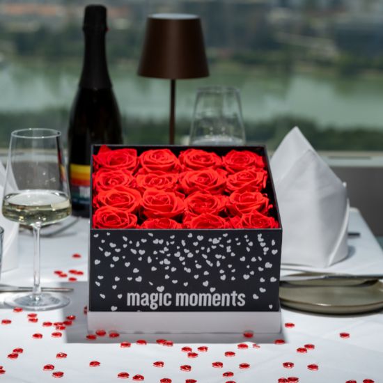 Romantik Paket mit 16 Rosen und Turm Sekt